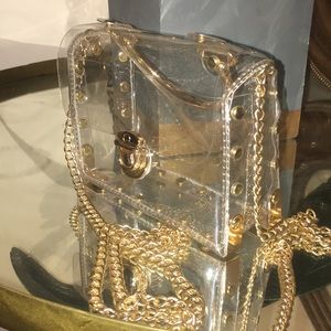 Clear and Gold vintage Crossbody Bag
